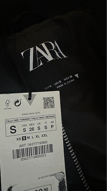s Beden siyah Renk Zara Bomber Mont
