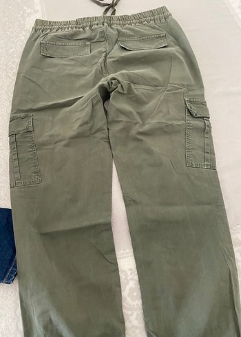 Kadın Haki Keten Kemerli Bol Kesim Pantolon - Görsel 2