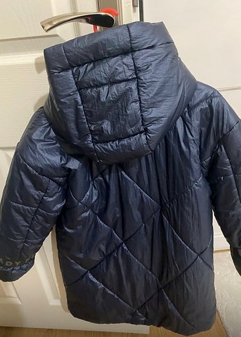 Kız Çocuk Lacivert Midi Kaban, Düğmeli, Sokak Stili - Görsel 2