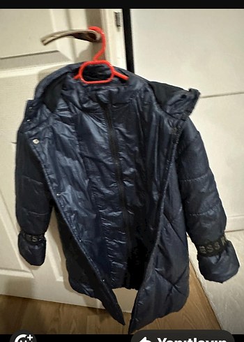 Kız Çocuk Lacivert Midi Kaban, Düğmeli, Sokak Stili - Görsel 3