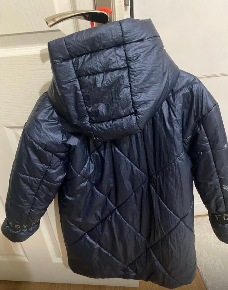 Kız Çocuk Lacivert Midi Kaban, Düğmeli, Sokak Stili - Görsel 2