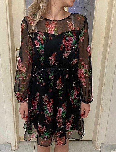 Zara Orjınal zara şifon astarlı elbise