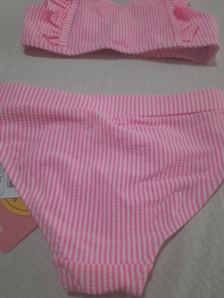 Pembe Çizgili Kız Bikini Takımı - Görsel 3