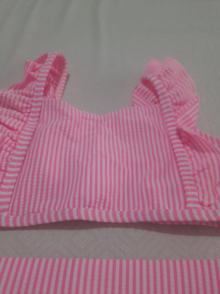 Pembe Çizgili Kız Bikini Takımı - Görsel 2