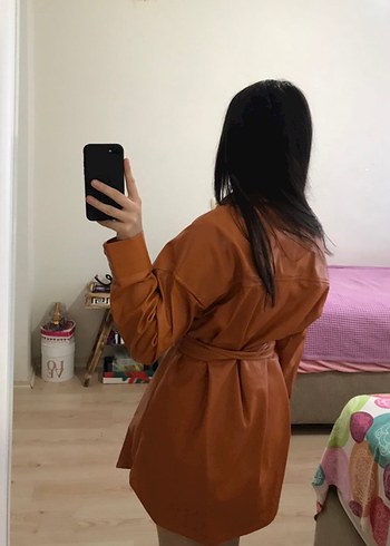 Deri Kemerli Midi Trençkot elbise - Görsel 3