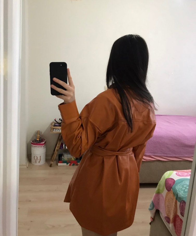 Deri Kemerli Midi Trençkot elbise - Görsel 3