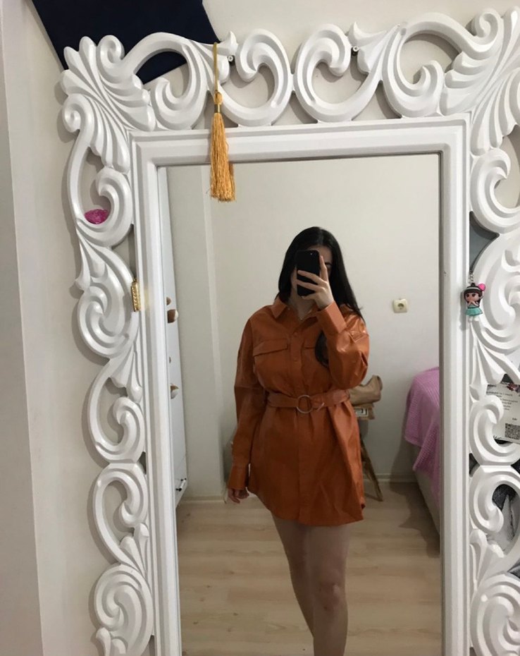 Deri Kemerli Midi Trençkot elbise - Görsel 2