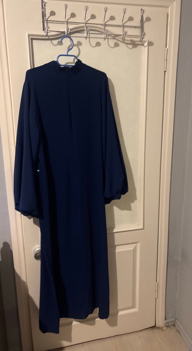 Nakışlı Lacivert Uzun Kollu Elbise - Görsel 5