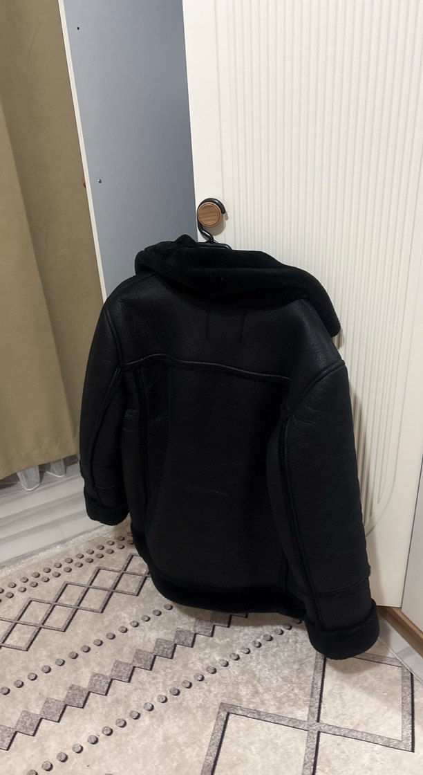 Kürk Detaylı Siyah Deri Biker Ceket Stradıvarıus - Görsel 4