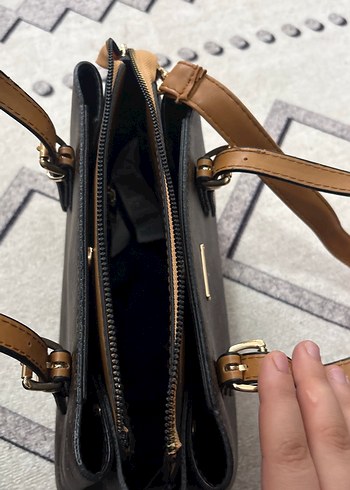 Kahverengi Baskılı Deri Kadın Çanta - Görsel 5