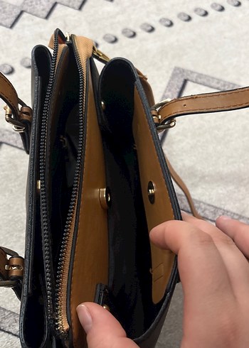 Kahverengi Baskılı Deri Kadın Çanta - Görsel 6