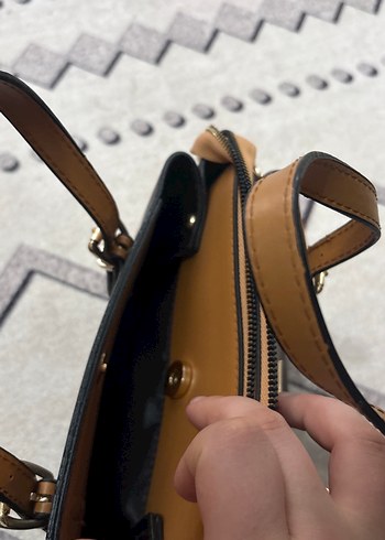 Kahverengi Baskılı Deri Kadın Çanta - Görsel 7