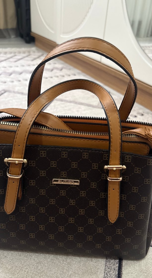 Kahverengi Baskılı Deri Kadın Çanta - Görsel 2