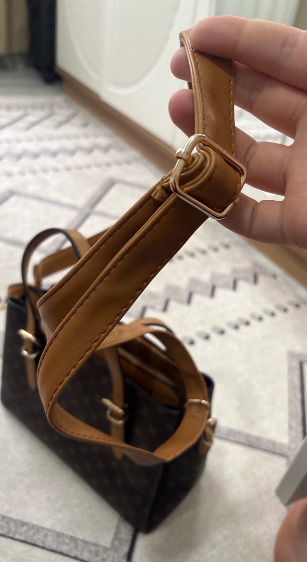 Kahverengi Baskılı Deri Kadın Çanta - Görsel 4