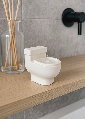 Tuvalet şeklinde beyaz mumluk - Görsel 2