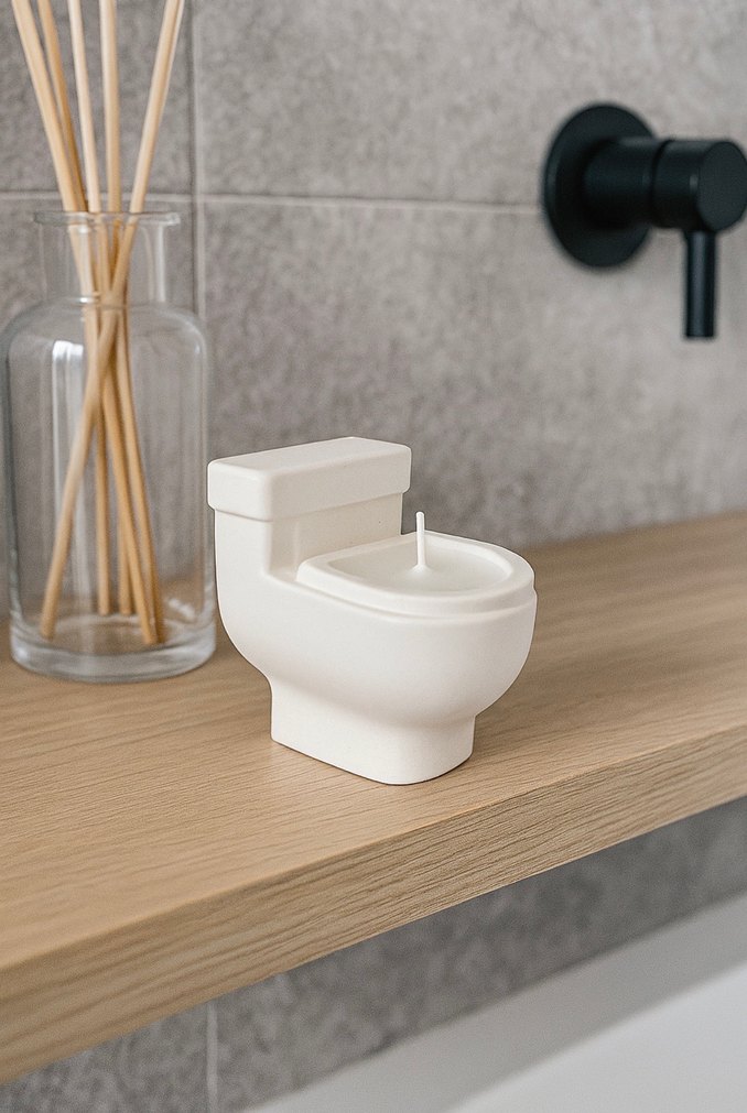 Tuvalet şeklinde beyaz mumluk - Görsel 2