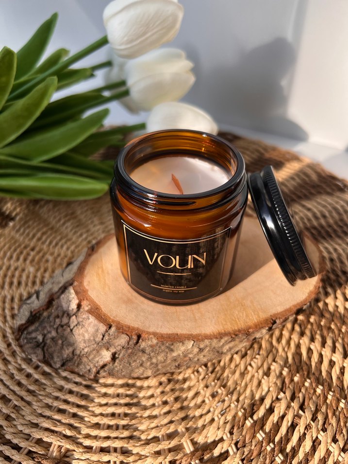 Amber Kavanoz Soya Wax Mum - Ahşap Fitil 100cc - Görsel 3