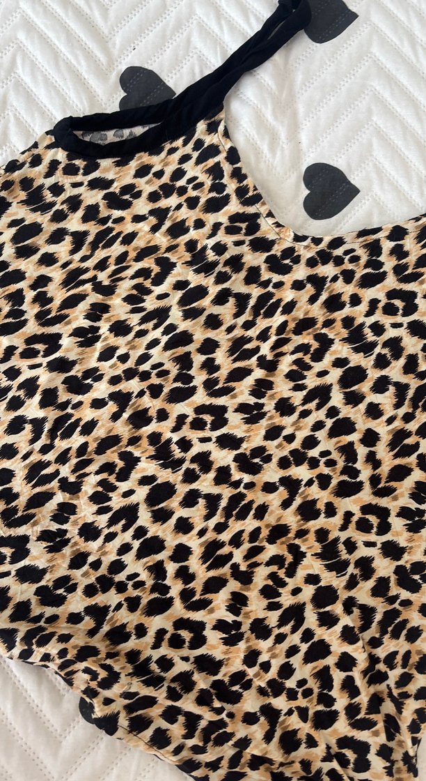 Leopar Desenli Dantelli Askılı Mini Atlet - Görsel 4