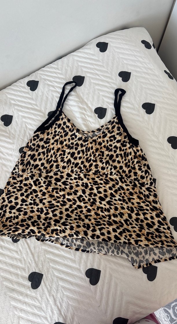 Leopar Desenli Dantelli Askılı Mini Atlet - Görsel 2