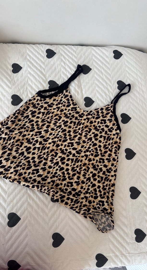 Leopar Desenli Dantelli Askılı Mini Atlet - Görsel 3