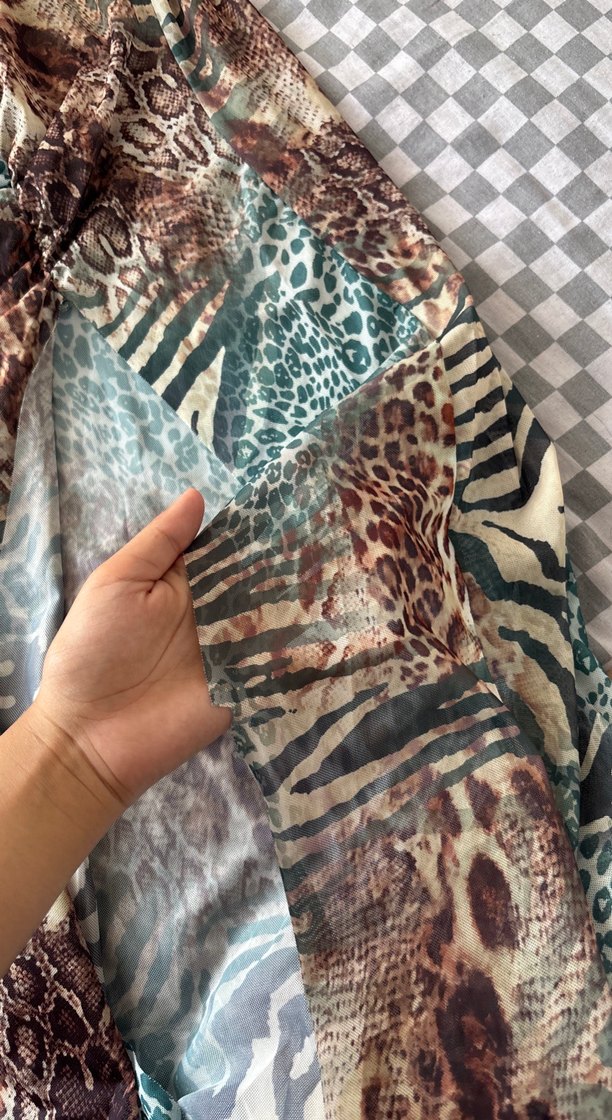 Sheın Bohem Çok Renkli Uzun Drapeli Elbise - Görsel 4