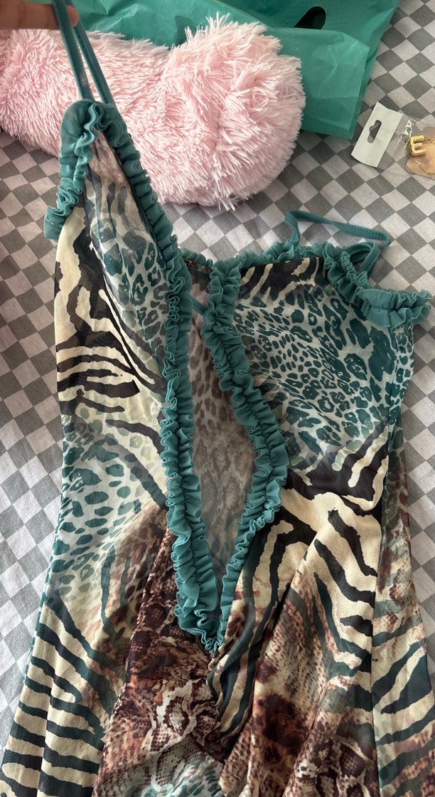 Sheın Bohem Çok Renkli Uzun Drapeli Elbise - Görsel 2