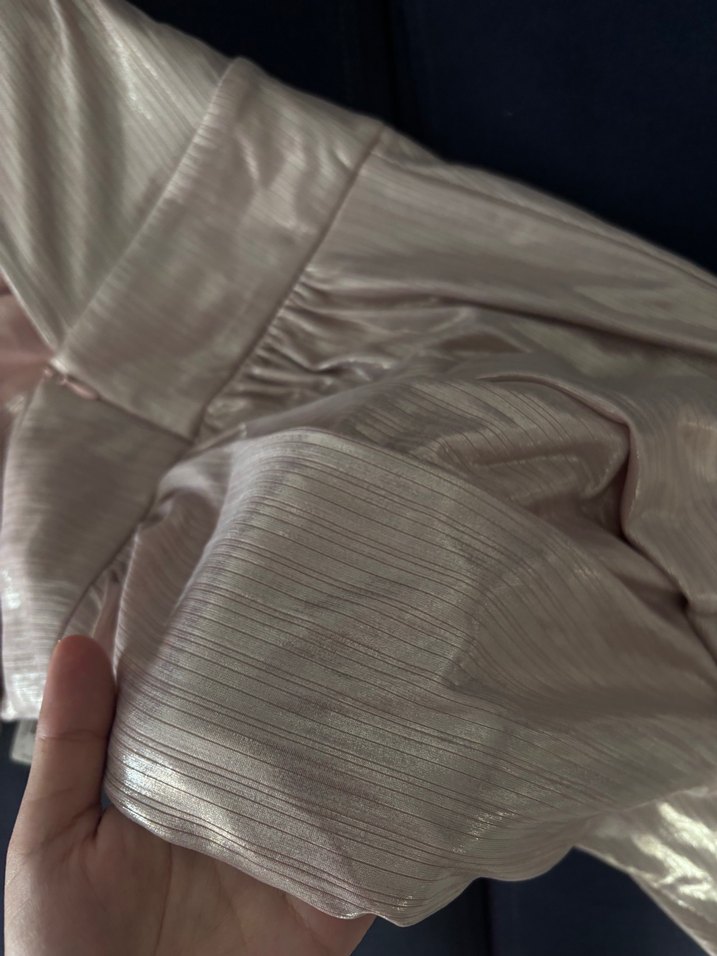 Bej Parlak Pilili Uzun Abiye Elbise - Görsel 5