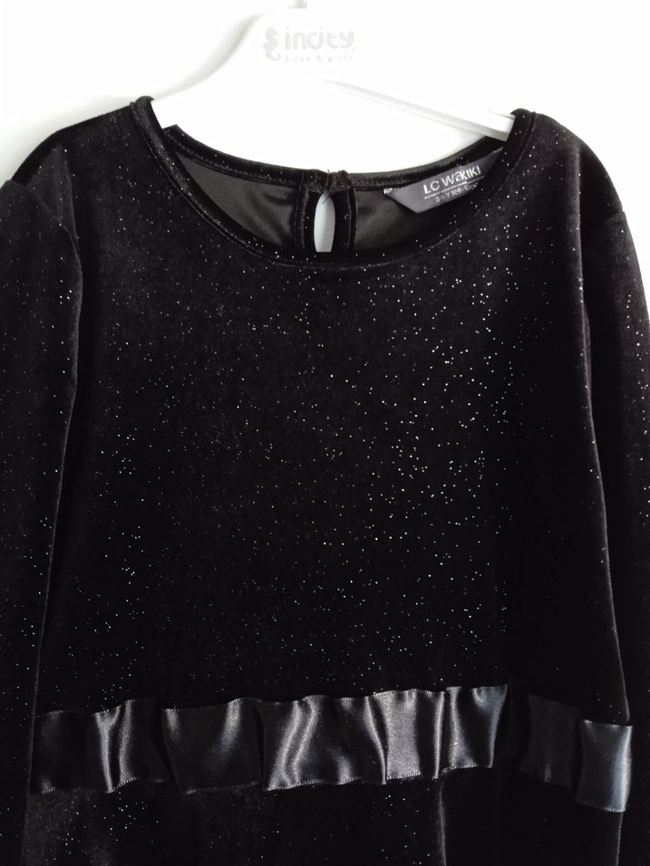 Kemer Detaylı Siyah simli elbise 8/9 yaş - Görsel 3