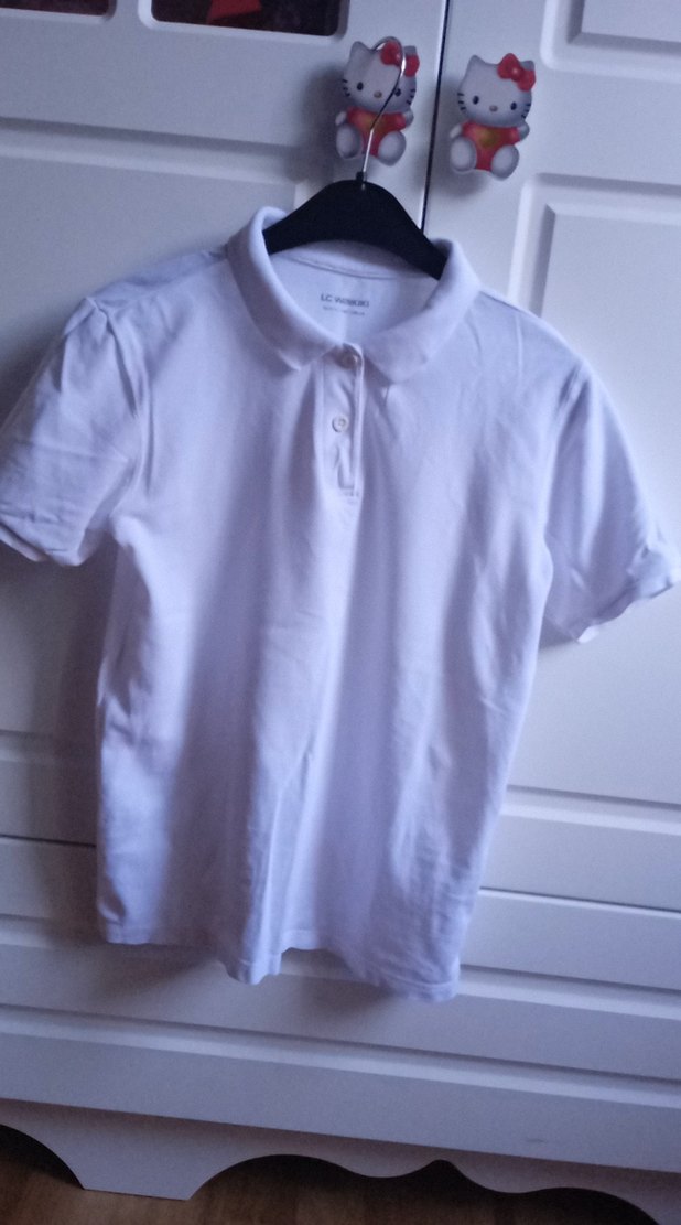 LCW Beyaz Kız Çocuk Polo Yaka Tişört - Görsel 2