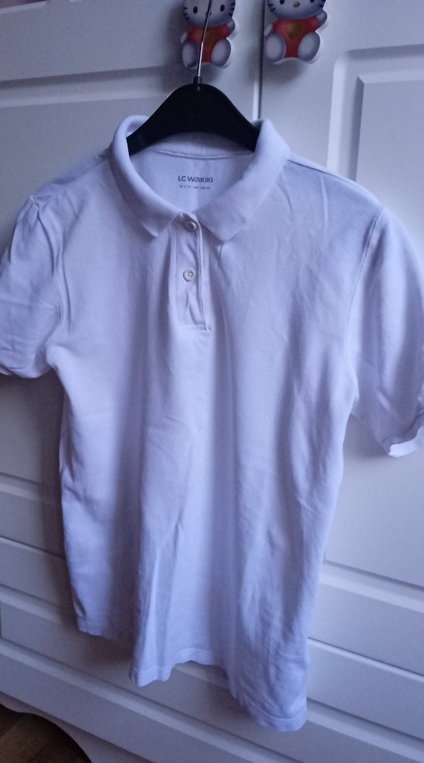 LCW Beyaz Kız Çocuk Polo Yaka Tişört - Görsel 3