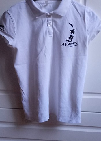 de facto Kız Çocuk Beyaz Düğmeli Polo Tişört 10/11 yas - Görsel 4