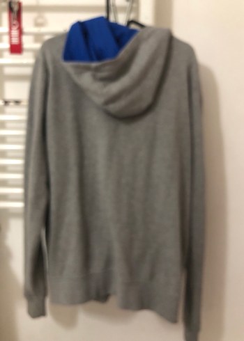 Gri Fermuarlı Erkek Kapüşonlu Sweatshirt - Görsel 5