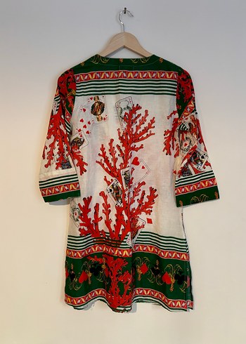 Renkli Bohem V Yaka Elbise - Görsel 4