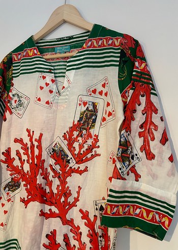 Renkli Bohem V Yaka Elbise - Görsel 3