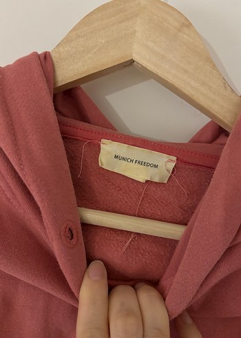 Somon rengi Kadın Kapüşonlu Sweatshirt - Görsel 3