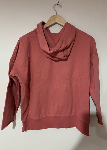 Somon rengi Kadın Kapüşonlu Sweatshirt - Görsel 2