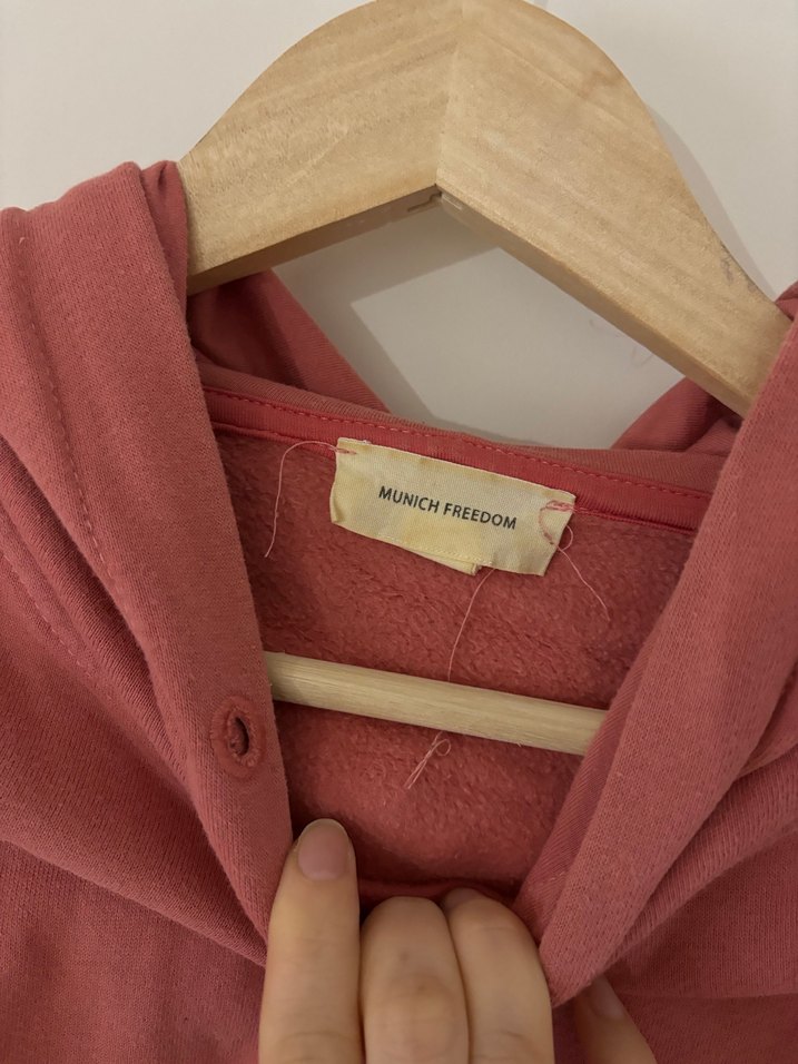 Somon rengi Kadın Kapüşonlu Sweatshirt - Görsel 3