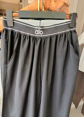 s Beden siyah Renk Alo yazılı lastikli pantolon