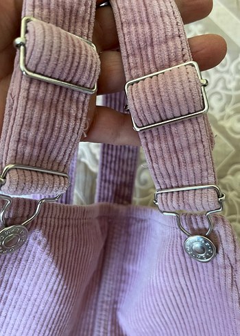 Mor kadife askılı salopet elbise - Görsel 7