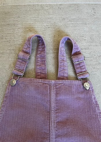 Mor kadife askılı salopet elbise - Görsel 3