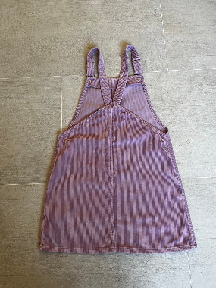 Mor kadife askılı salopet elbise - Görsel 2