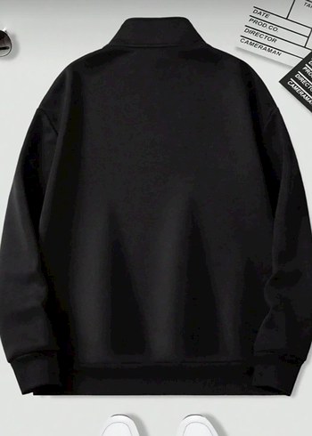 Diğer Kadın Siyah Yarım Fermuarlı Sweatshirt