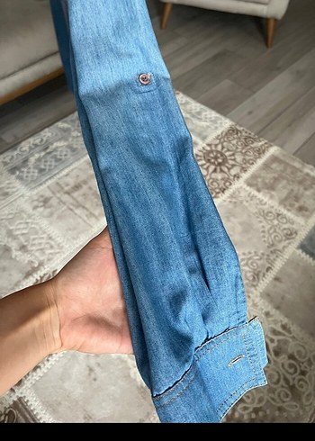 46 Beden Bohem Uzun Kollu Denim Gömlek