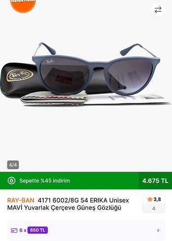 Ray-Ban maviKemerli Kadın Güneş Gözlüğü - Görsel 5