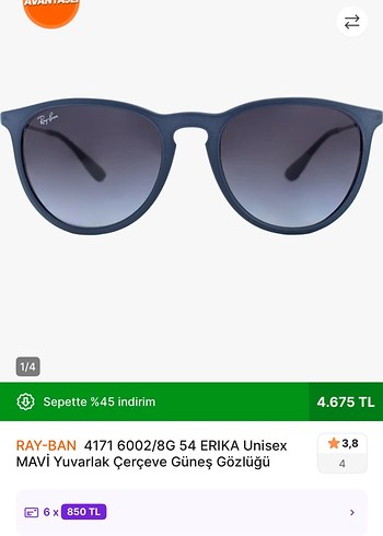 Ray-Ban maviKemerli Kadın Güneş Gözlüğü - Görsel 2