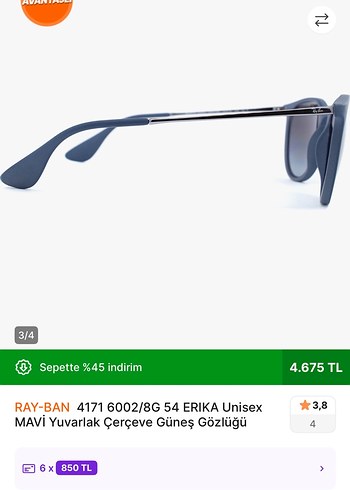 Ray-Ban maviKemerli Kadın Güneş Gözlüğü - Görsel 4