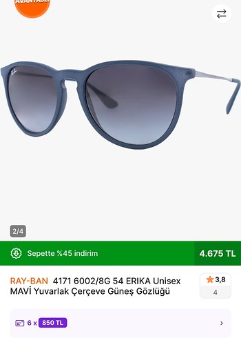 Ray-Ban maviKemerli Kadın Güneş Gözlüğü - Görsel 3
