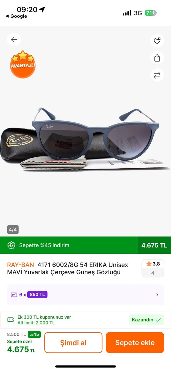 Ray-Ban maviKemerli Kadın Güneş Gözlüğü - Görsel 5
