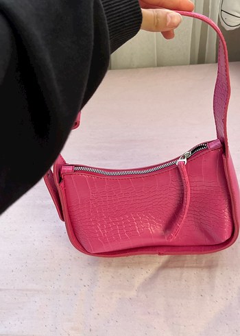 Pembe Deri Yılan Desenli Kadın Çanta - Görsel 2