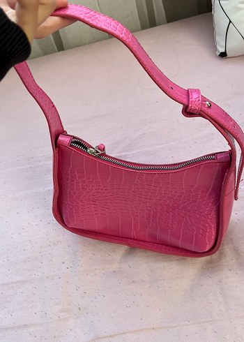 Pembe Deri Yılan Desenli Kadın Çanta - Görsel 3